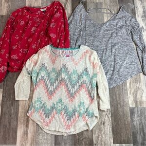 Women’s Long Sleeve Blouse, Lightweight, Large, Lot Of 3